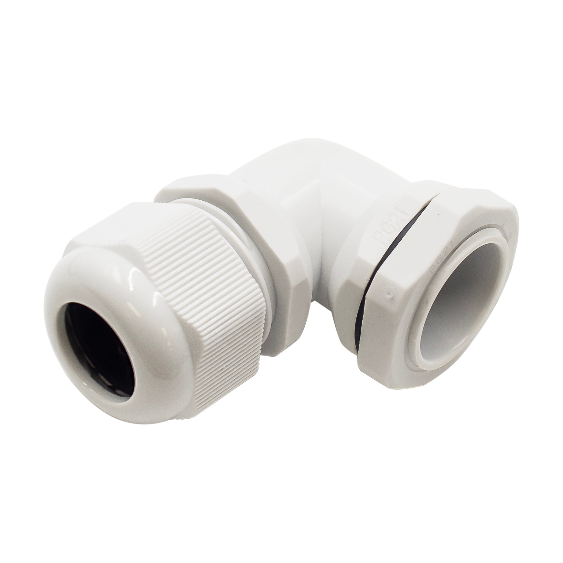 PG21  Right Angle Cable Gland - 9-16mm - Gray - PG2116RA-GY