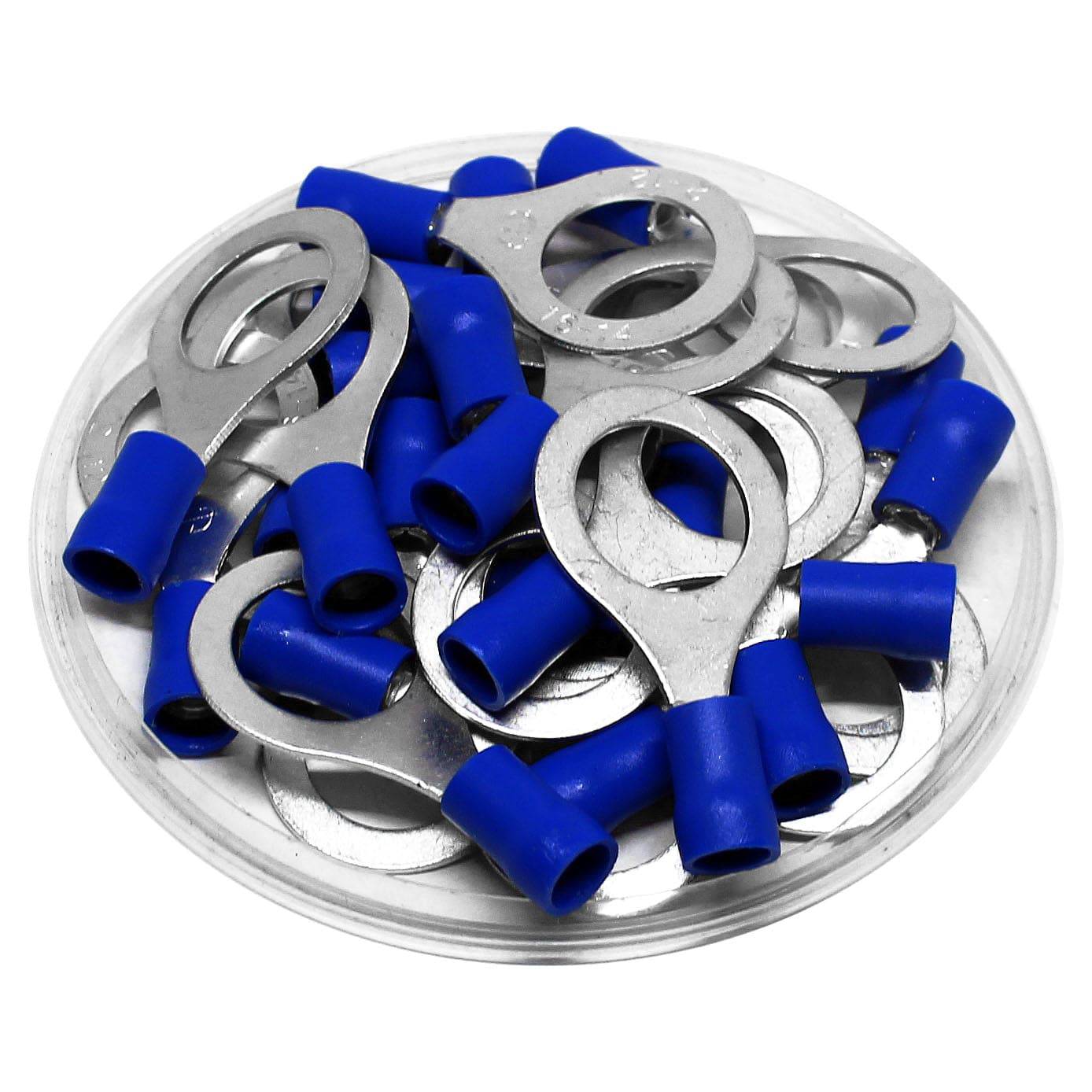 RD2-12 - 16 to 14 AWG Vinyl PVC Insulated Ring Terminals, 1/2" Stud, Double Crimp, 100 Pieces