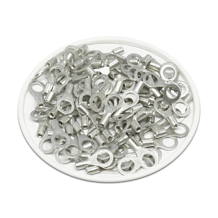 RNB1-5 - 22 to 16 AWG Non Insulated Ring Terminals, #10 Stud, UL Recognized, 100 Pieces