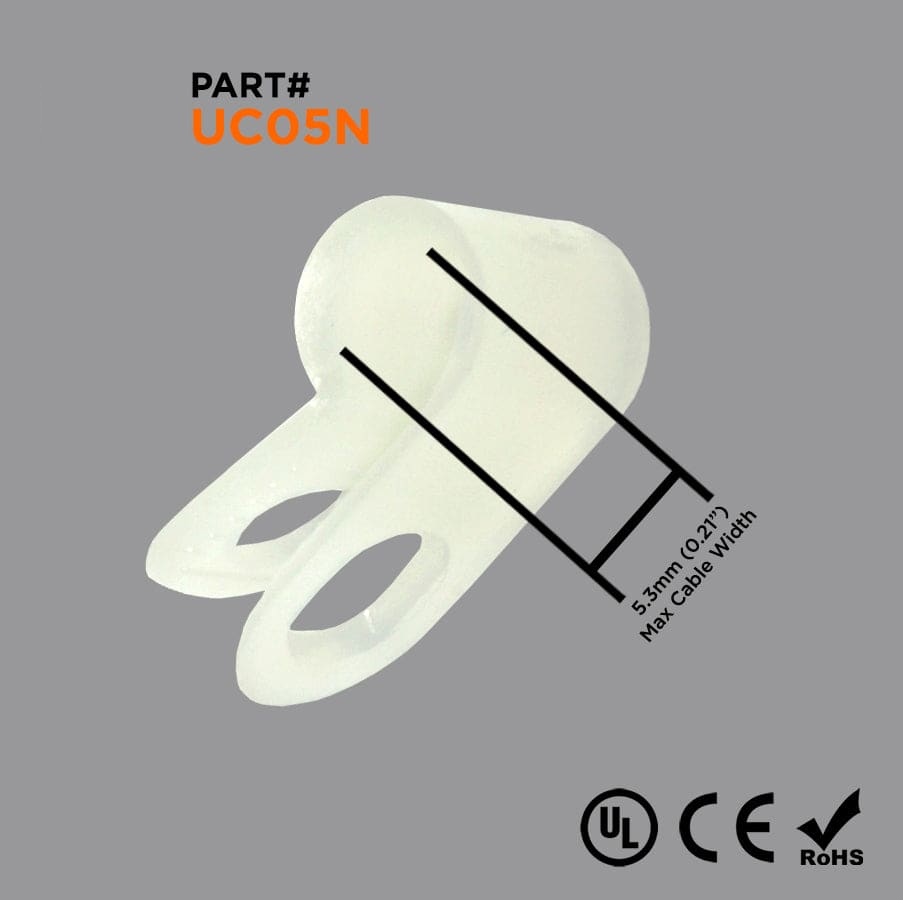 UC05N - De nailon Cable Abrazaderas, Color: Natural, Dimensions: 3/4"Lx3/8"W, 100 piezas