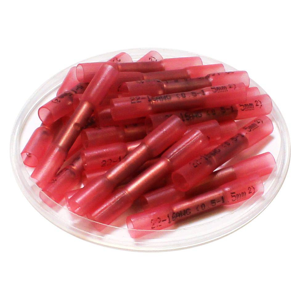 BHT1 - 22 a 16 AWG Polyethylene Termorretráctiles Conectores de empalme a tope, UL Recognized, 25 piezas