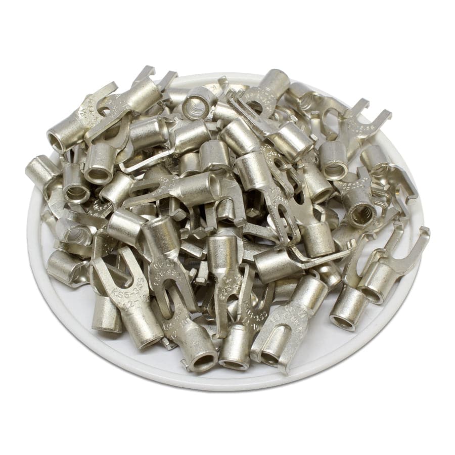 FSNBS5-37 - 12 to 10 AWG Non Insulated Flange Spade Terminals, #6 Stud, UL Recognized, 100 Pieces