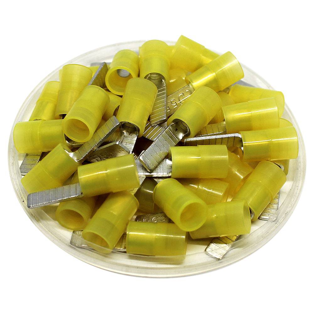 DBNYB5-18 - 12 to 10 AWG Nylon Flat Blade Terminals, Yellow, 18mm Pin, 50 Pieces