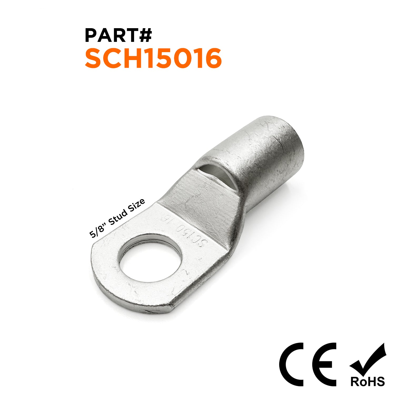 SCH15016 - 250/300 MCM Non Insulated Tubular Ring Lugs, 5/8" Stud, 5 Pieces