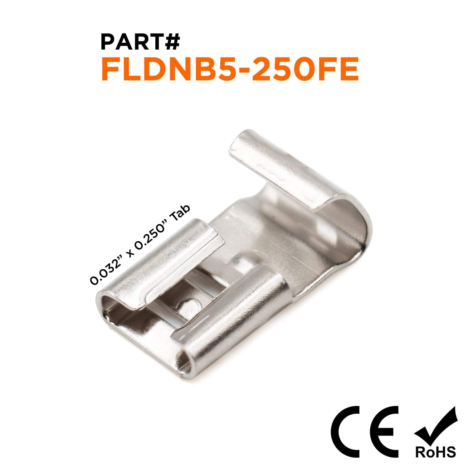 FLDNB5-250FE - 12 a 10 AWG De acero Terminales de desconexión rápida, De alta temperatura, 100 piezas