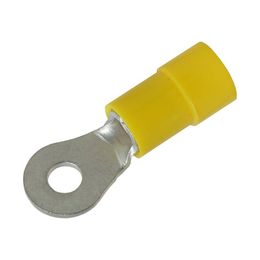 RVYL5-37 - 12 to 10 AWG Molded PVC Vinyl Insulated Ring Terminals, Easy Entry, #6 Stud, 50 Pieces