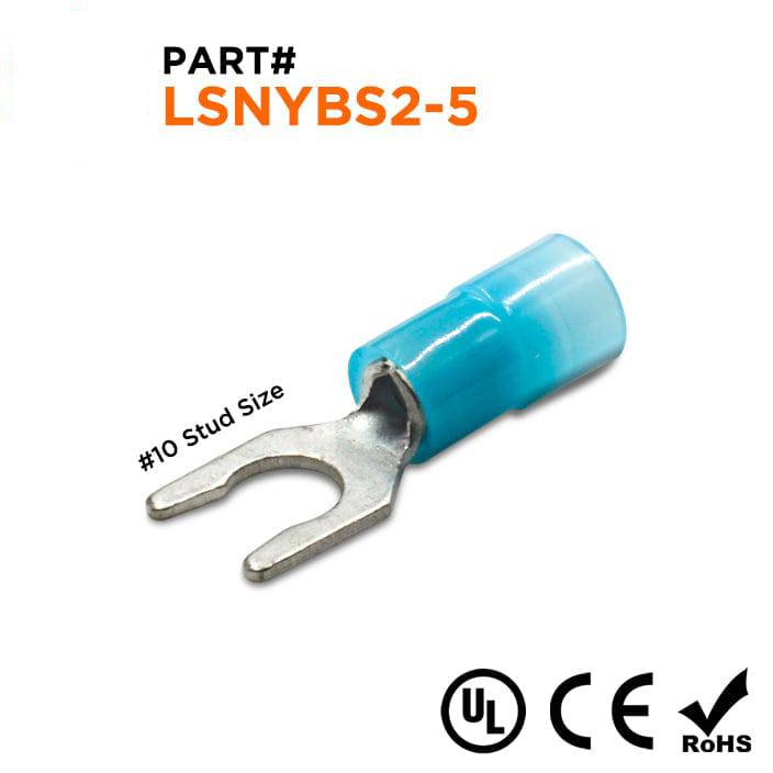 LSNYBS2-5 Con aislamiento de nailon Locking Terminales de horquilla 16-14AWG