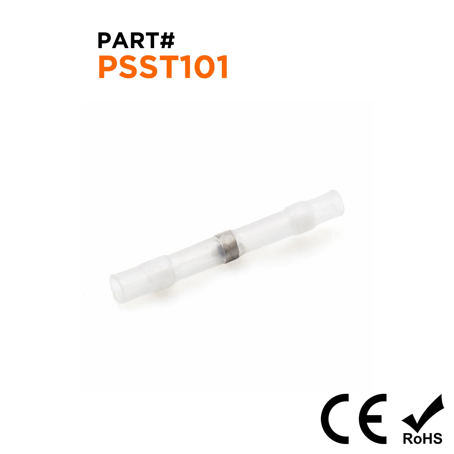 PSST101 - 26 to 24 AWG Heat Shrink Solder Sleeves, No Printing, White, 25 Pieces