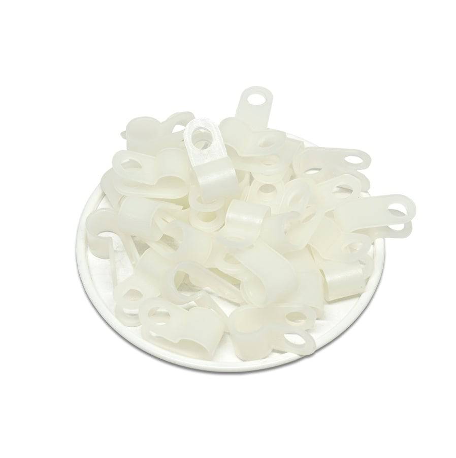 UC1N - 1/4" Cable Clamps Nylon R-Type Cable Wire & Cord Clamps, Color: Natural - 100 Pieces