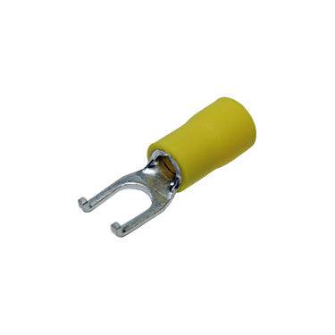 FSVBS5-4 - 12 to 10 AWG Vinyl PVC Flange Spade Terminals, #8 Stud, Brazed Seam, 100 Pieces
