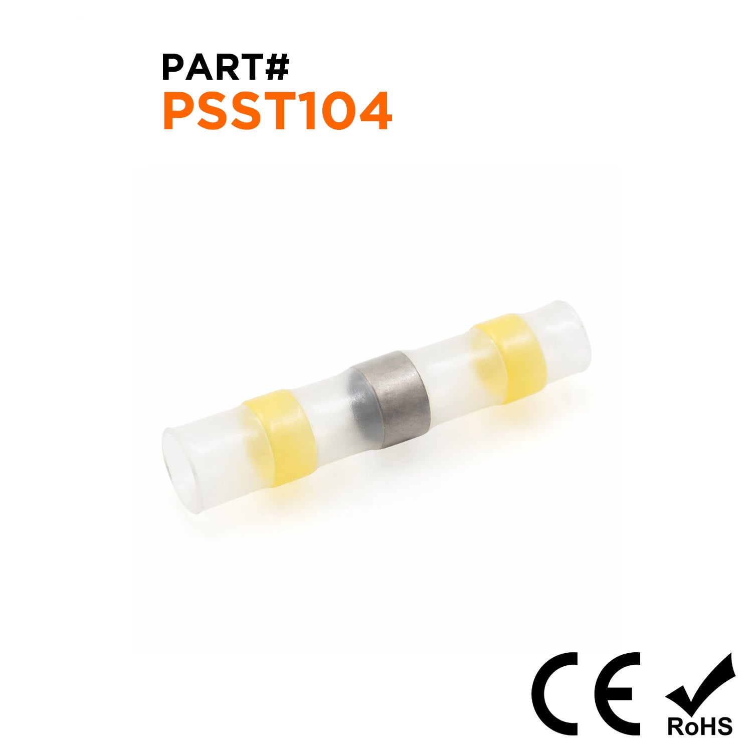PSST104 - 12 to 10 AWG Heat Shrink Solder Sleeves, No Printing, Yellow, 25 Pieces