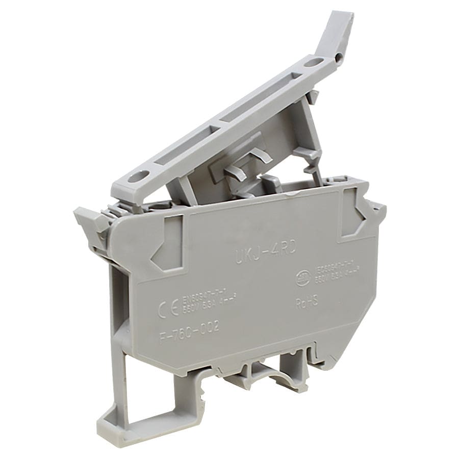 UKJ-4RD - 24 a 12 AWG Screw Clamp, Feed-Thru, Terminal Block, 660v, UL Approved, Gris