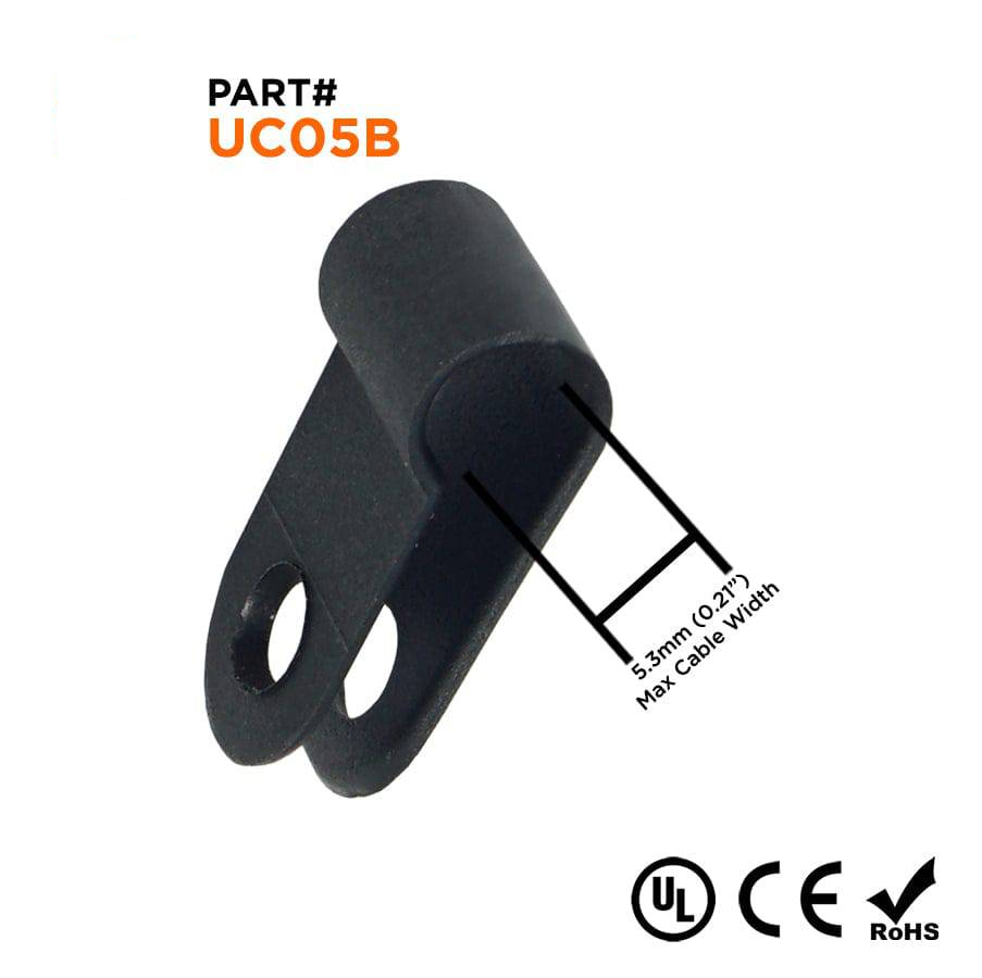 UC05B - De nailon Cable Abrazaderas, Color: Negro, Dimensions: 18.5x9.6mm, 100 piezas