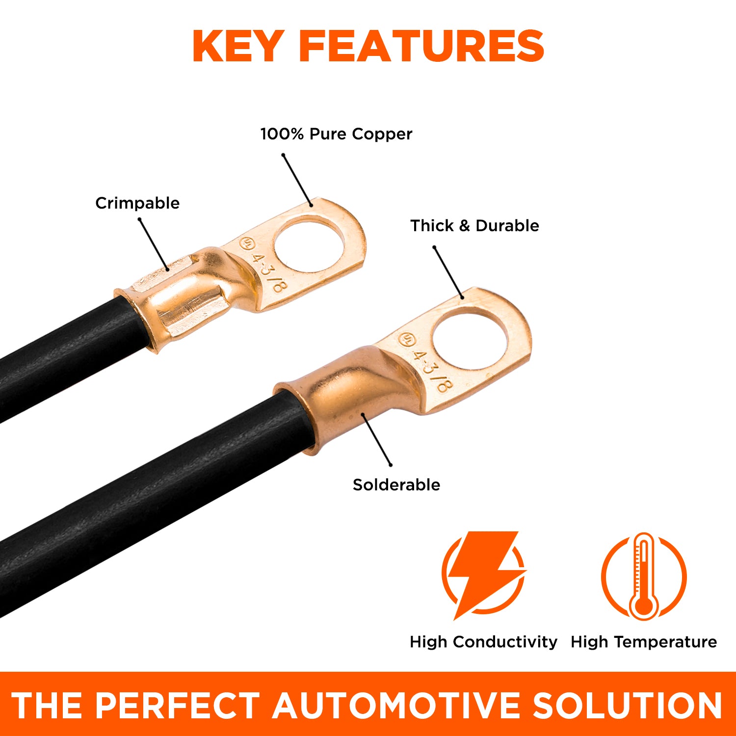 BCL614 - 6 AWG De cobre Battery Cable Lugs, Terminal Lugs, 1/4" Orificio, 1 pieza