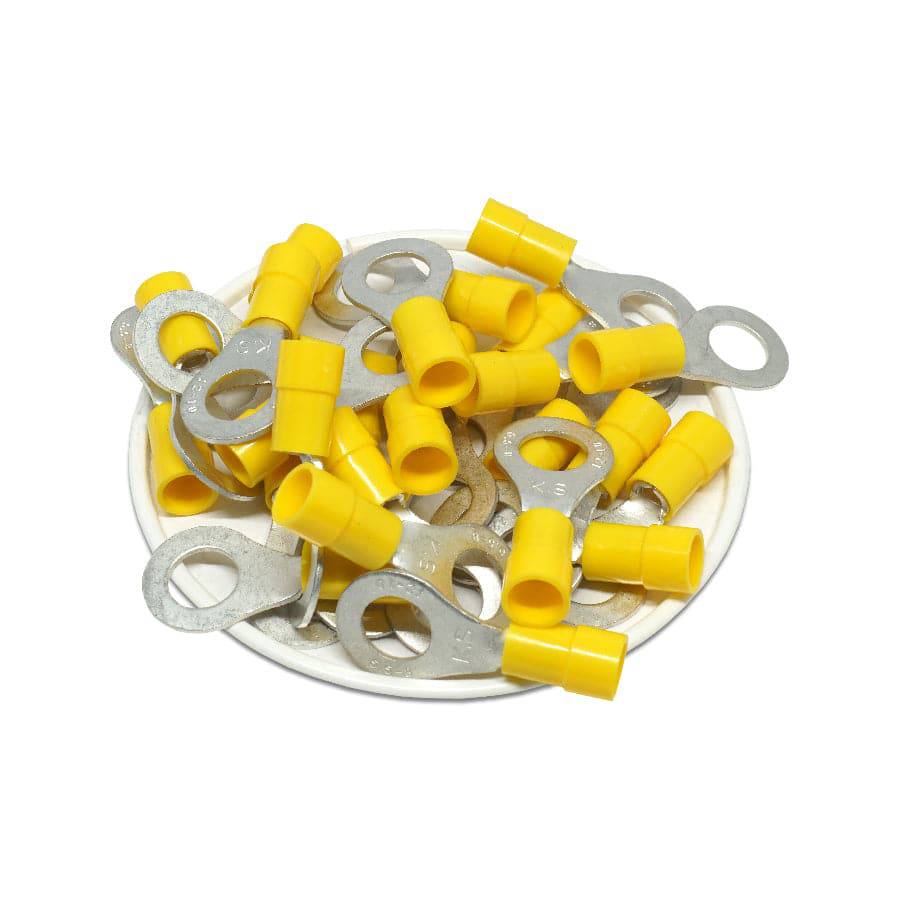 RVY5-8 - 12 a 10 AWG Molded PVC Con aislamiento de vinilo Terminales de anillo, Easy Entry, 5/16" Orificio, 50 piezas