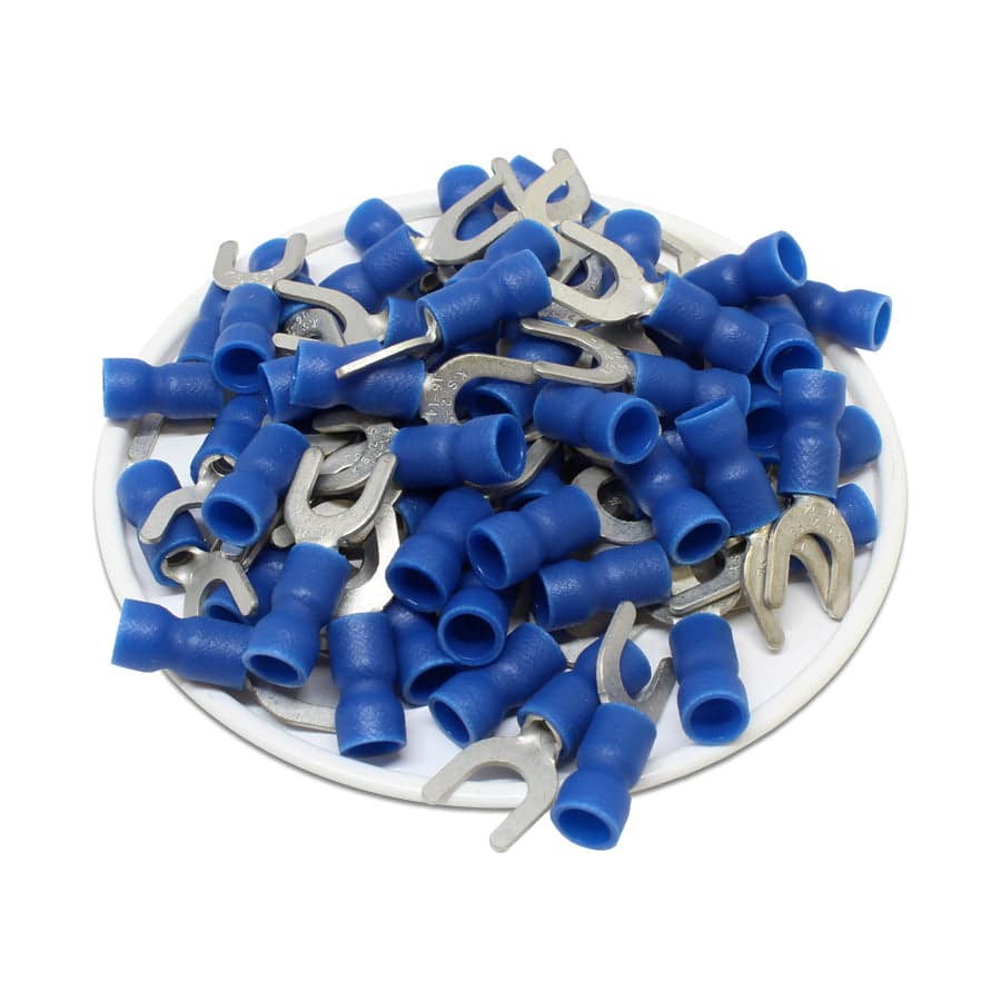 SVEL2-5 - 16 to 14 AWG Vinyl PVC Insulated Spade Terminals, #10 Stud, 100 Pieces