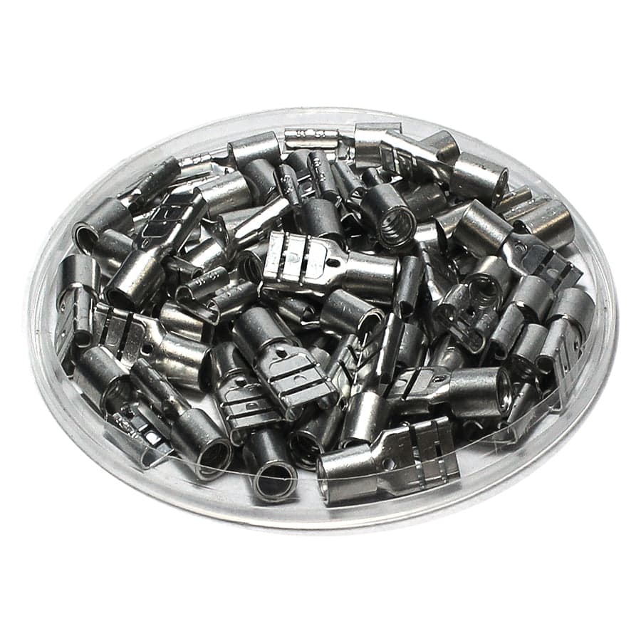 FDNDX5-250 - 12 to 10 AWG Non Insulated Quick Disconnects, Female, Double Crimp, 50 Pieces