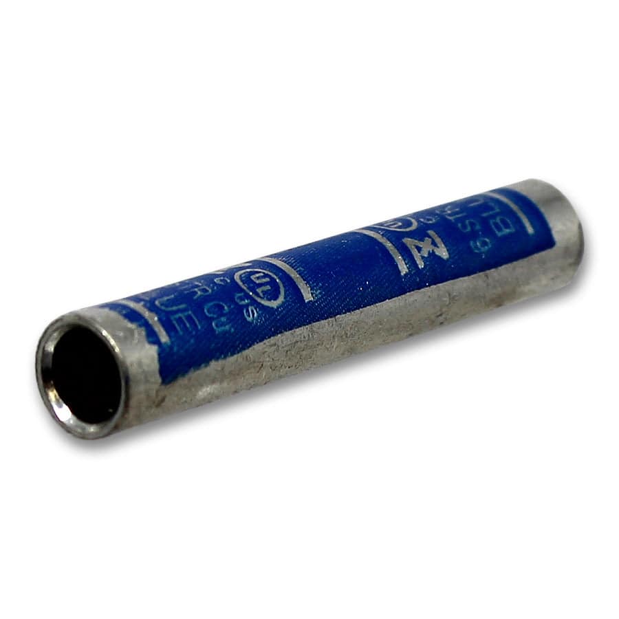 SC6 - 6 AWG De cobre Compression Splice Conectores, Barril corto, Azul, 1 pieza