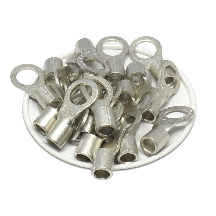 RNB14-10 - 6 AWG Non Insulated Ring Terminals, 3/8" Stud, 25 Pieces