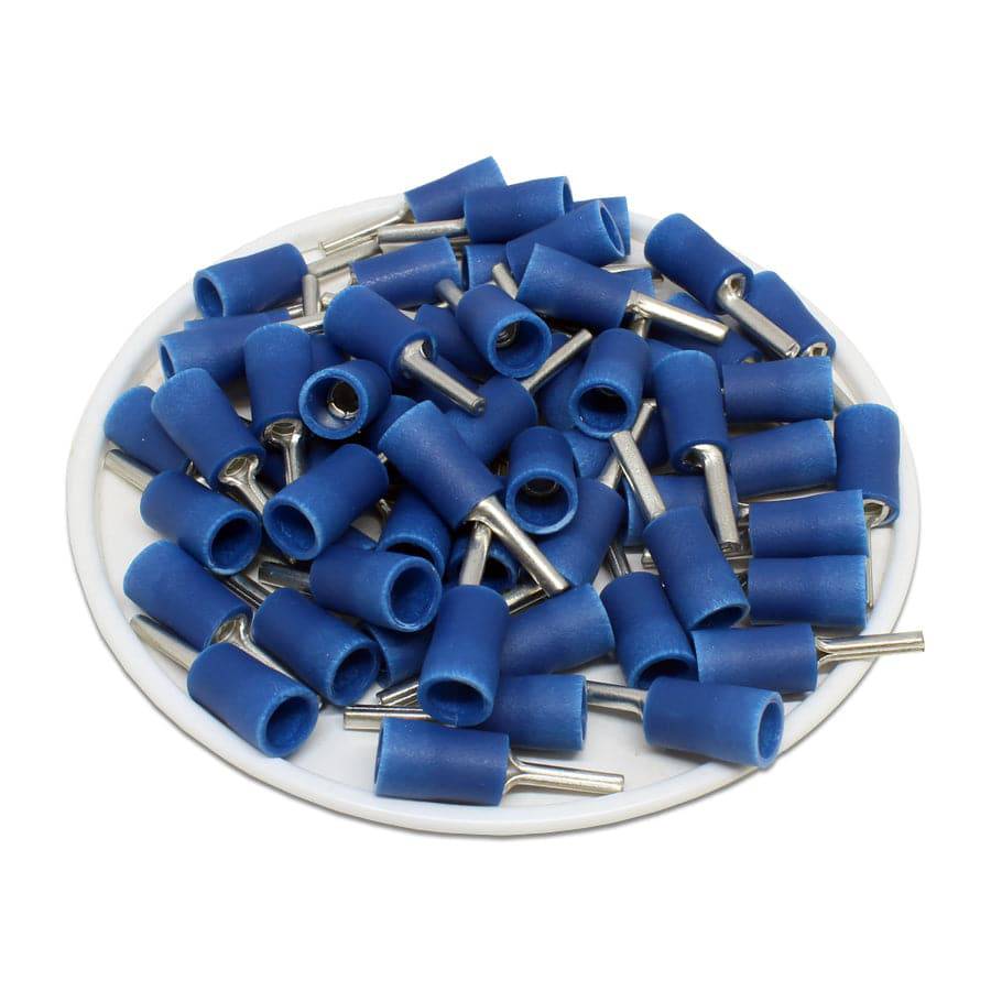 PTV2-10 - 16 to 14 AWG Vinyl Insulated Pin Terminals, 3/8" Pin, UL Recognized, 100 Pieces