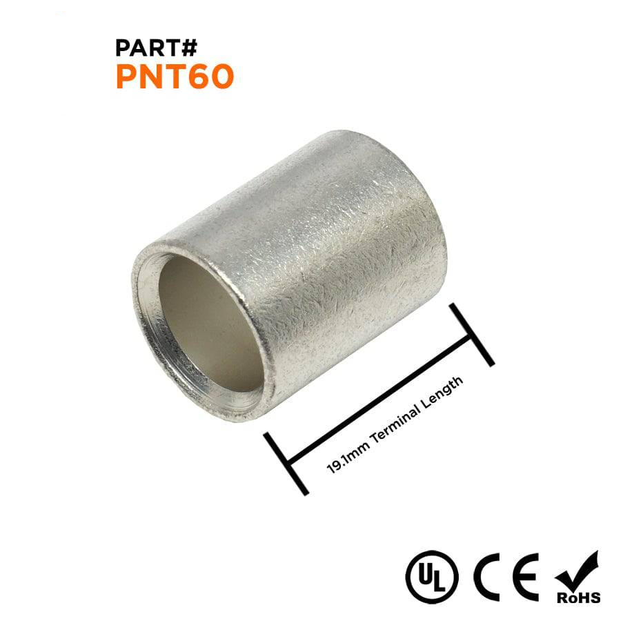 PNT60 - 1/0 AWG Non Insulated Parallel Connectors, 3/4" Length, UL Approved, 25 Pieces