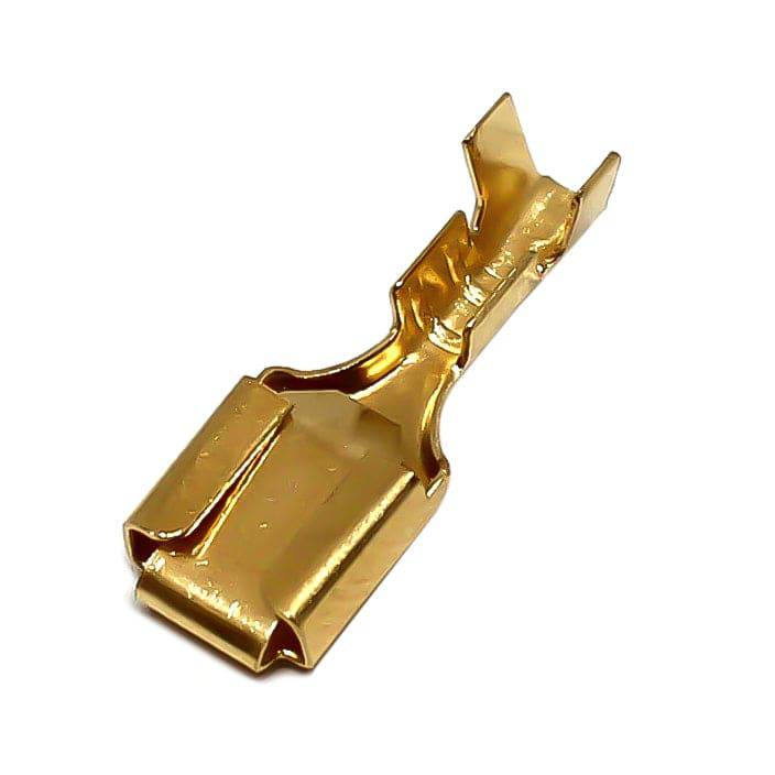 DJ621-B6.3B - 18 a 16 AWG Female Terminales de desconexión rápida, Brass, Lock Tab, 100 piezas