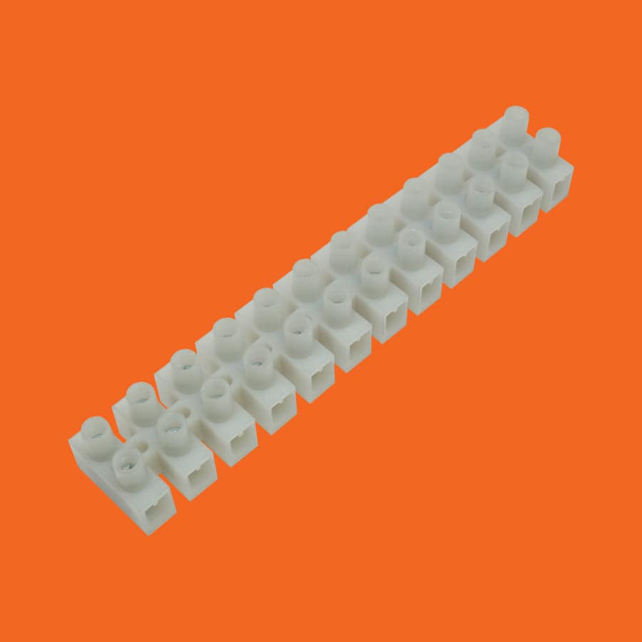 14 a 10 AWG Barrier Strip w/ Conductor Protection - 300v, 30A, 12 Poles, 11.5mm Pitch #GT1450HB-12