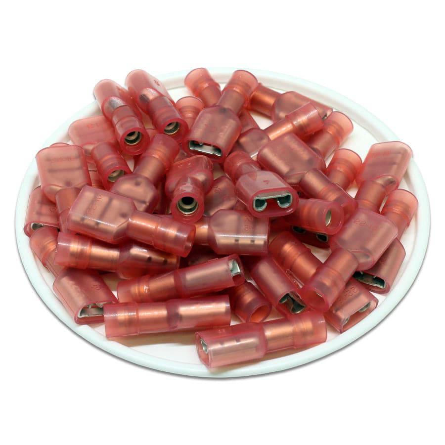 FDFNYD1-250 - De nailon Totalmente aislados Double Crimp Terminales de desconexión rápida - 22-16 AWG - Female